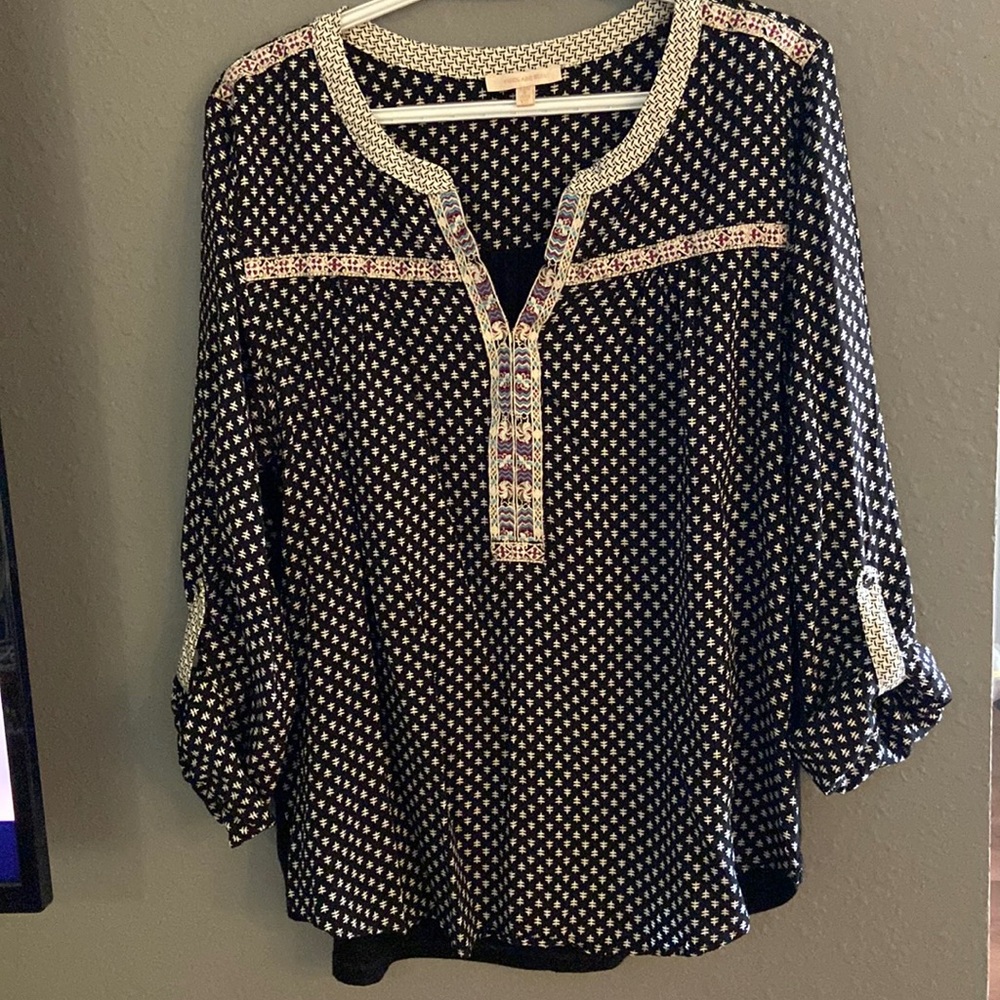 Peasant style blouse with embroidery